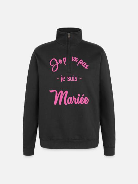 I CAN'T I'M MARRIED - Quarter-Zip Sweatshirt - black