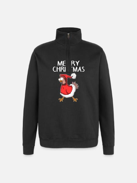 Christmas Chicken Merry Christmas - Quarter-Zip Sweatshirt - black