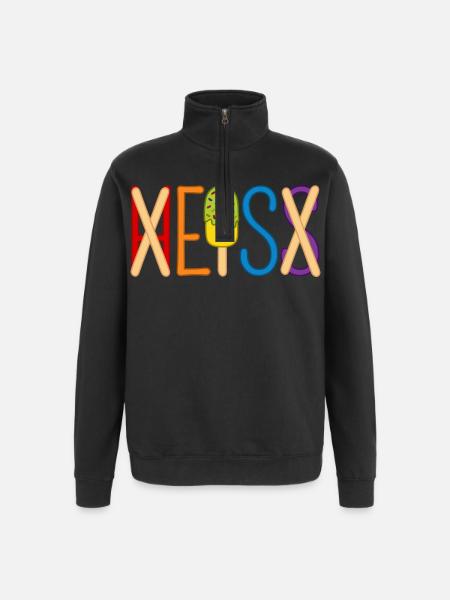 Eis - heiß - H EIS S - Quarter-Zip-Sweatshirt - Schwarz