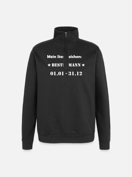 Bester Mann Wassermann Sternzeichen - Quarter-Zip-Sweatshirt - Schwarz