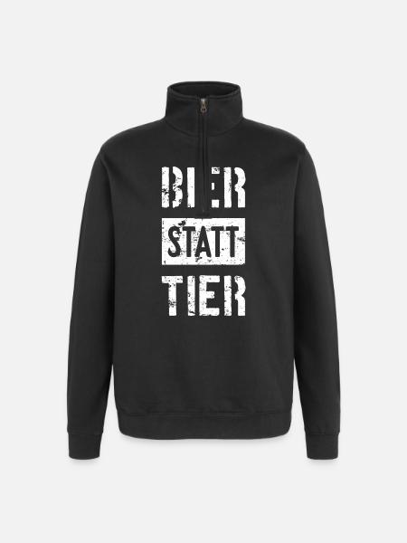 BIER STATT TIER - Quarter-Zip-Sweatshirt - Schwarz