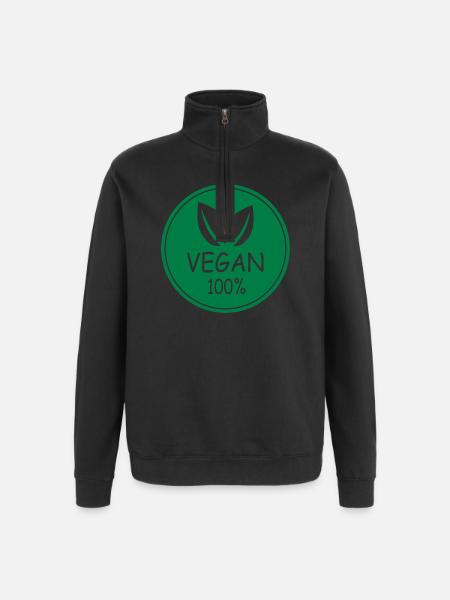vegan 100% - Quarter-Zip-Sweatshirt - Schwarz