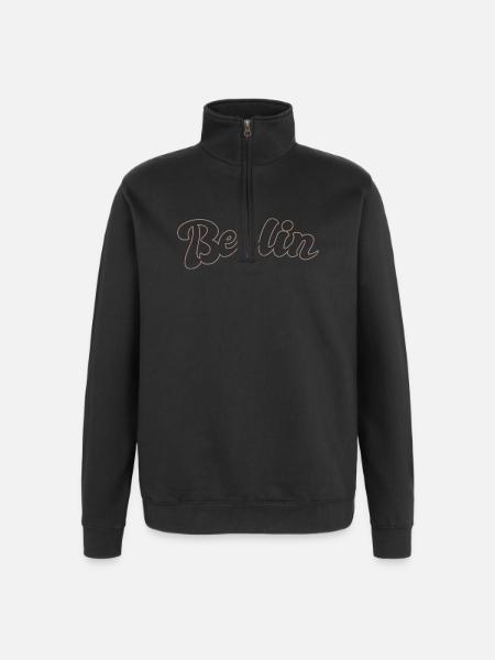 Berlin German Capital lettering - Quarter-Zip Sweatshirt - black