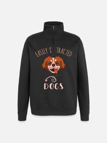 Easily Distracted By Dogs - Quarter-Zip Sweatshirt - black