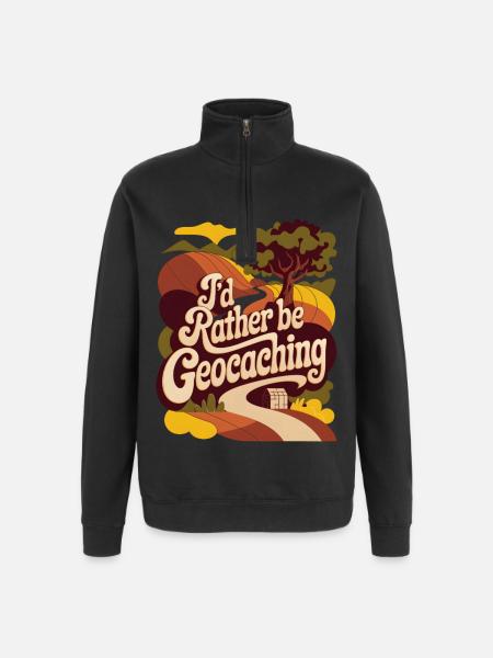 I'd Rather Be Geocaching - Quarter-Zip Sweatshirt - black