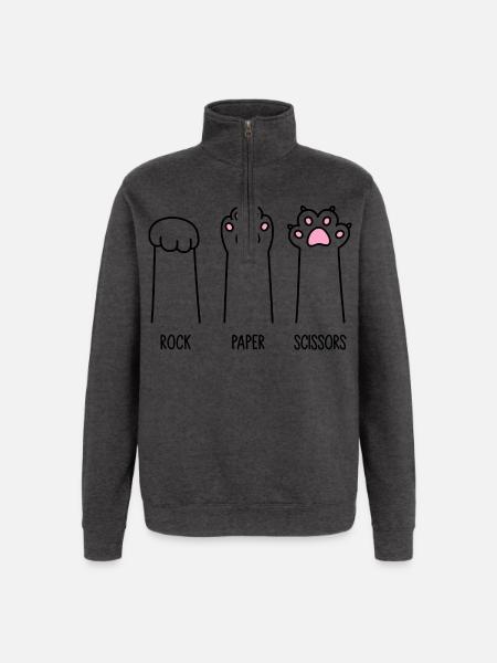 Rock Paper Scissors - Quarter-Zip Sweatshirt - charcoal grey