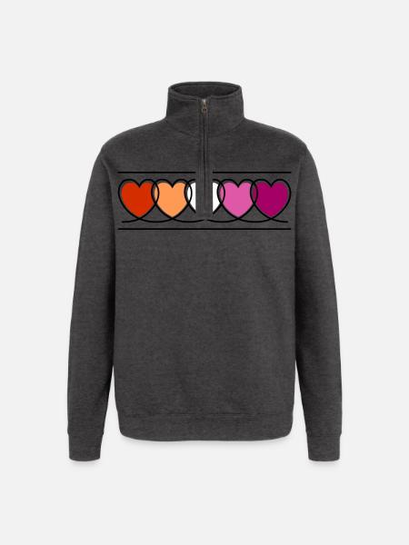 Lesbian Lesbian Hearts - Quarter-Zip Sweatshirt - charcoal grey
