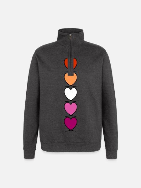 Lesbian Lesbian Lesbian Hearts - Quarter-Zip Sweatshirt - charcoal grey