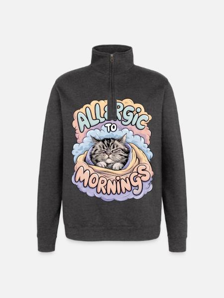 Allergic To Mornings - Quarter-Zip Sweatshirt - charcoal grey