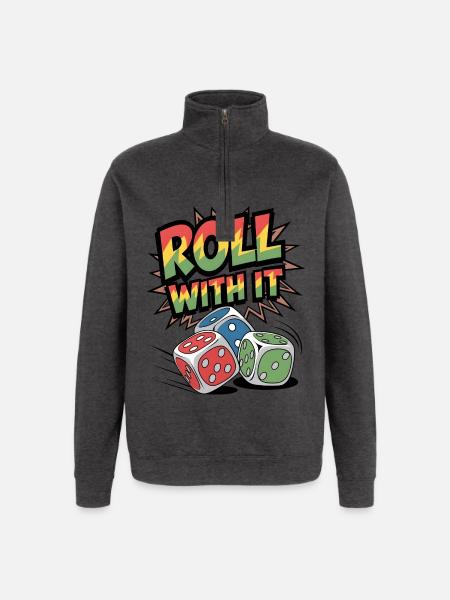 Roulez avec - Sweat à zip 1/4 - charbon