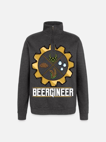 Beergineer Brau-Gear Emblem - Quarter-Zip Sweatshirt - charcoal grey