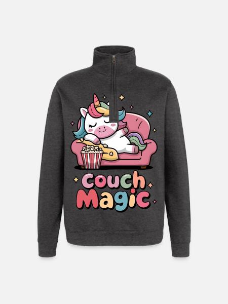 Couch Magic - Quarter-Zip Sweatshirt - charcoal grey