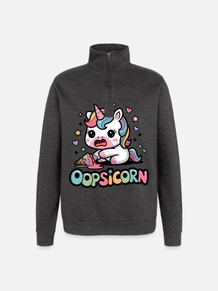 Oopsicorn - Sweat à zip 1/4 - charbon