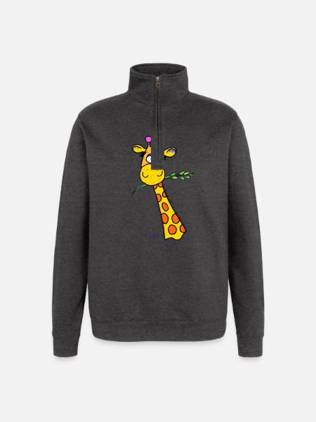 Cute Giraffe - Quarter-Zip Sweatshirt - charcoal grey