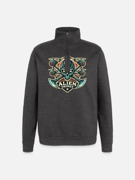 Alien Drones Logo - Quarter-Zip-Sweatshirt - Anthrazit