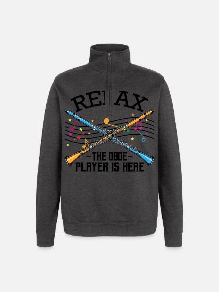 hautbois - Sweat à zip 1/4 - charbon