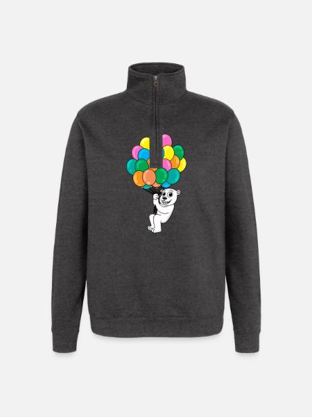 Polar bear balloon - Quarter-Zip Sweatshirt - charcoal grey