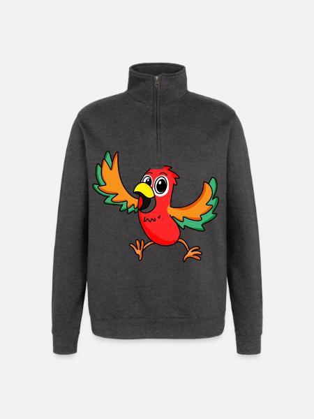 perroquet - Sweat à zip 1/4 - charbon