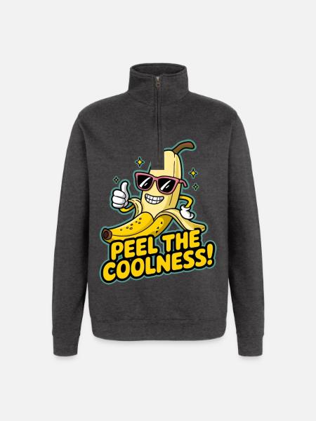 Pelez la fraîcheur ! - Sweat à zip 1/4 - charbon