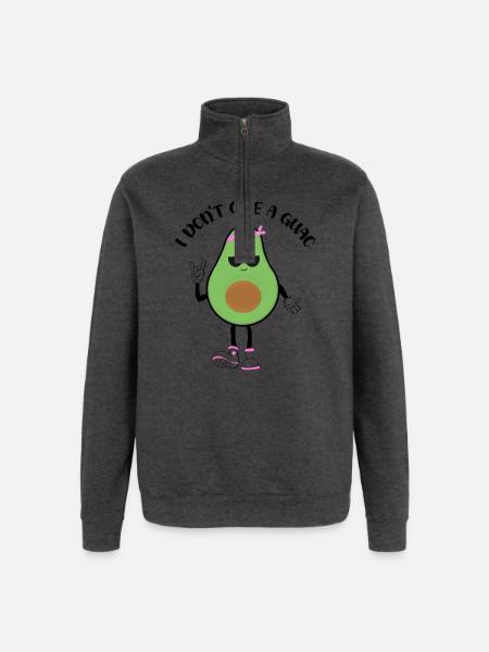 Sassy Avocado with Bandana - Quarter-Zip Sweatshirt - charcoal grey
