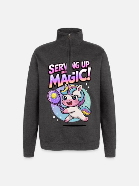 Serving Up Some Magic! - Quarter-Zip Sweatshirt - charcoal grey