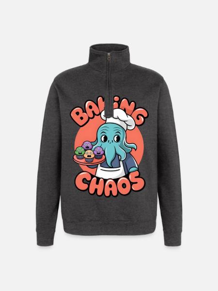 Baking Chaos - Quarter-Zip Sweatshirt - charcoal grey