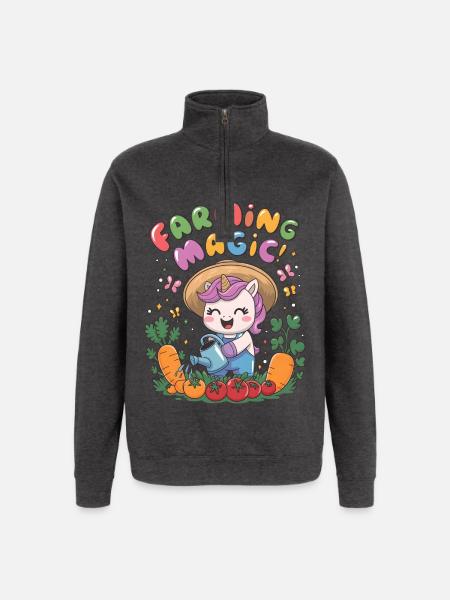 Farming Magic! - Quarter-Zip Sweatshirt - charcoal grey