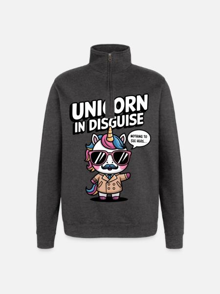Unverkleidetes Einhorn - Quarter-Zip-Sweatshirt - Anthrazit