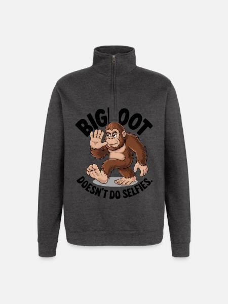 Bigfoot Doesn't Do Selfies - Quarter-Zip Sweatshirt - charcoal grey