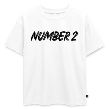 Numéro 2 - deux - deuxième - deuxième - 2 - numéro 2 - T-shirt enfant oversize en coton biologique Premium - blanc - Devant - AI Model Kid Male (0cm)