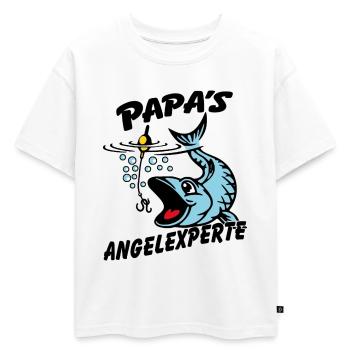 Papa's Angelexperte - Angeln mit Papa - Oversized Kinder Premium Organic T-Shirt - Weiß - Vorne - AI Model Kid Male (0cm)