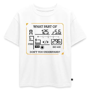 Photographie énonciations drôles cadeau de photographes - T-shirt enfant oversize en coton biologique Premium - blanc - Devant - AI Model Kid Male (0cm)