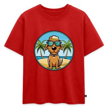 Lunettes de soleil polonaises de race de chien de chasse - T-shirt enfant oversize en coton biologique Premium - rouge - Devant - AI Model Kid Male (0cm)