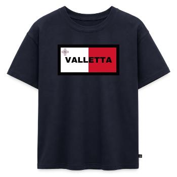 La Valette à Malte Drapeau - T-shirt enfant oversize en coton biologique Premium - bleu marine - Devant - AI Model Kid Male (0cm)