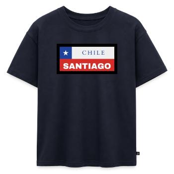 Santiago City en drapeau chilien - T-shirt enfant oversize en coton biologique Premium - bleu marine - Devant - AI Model Kid Male (0cm)