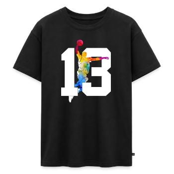 NUMMER 13 BASKETBALL 13. GEBURTSTAG - Oversized Teenager Premium Organic T-Shirt - Schwarz - Vorne - AI Model Teenager Male light (155cm)