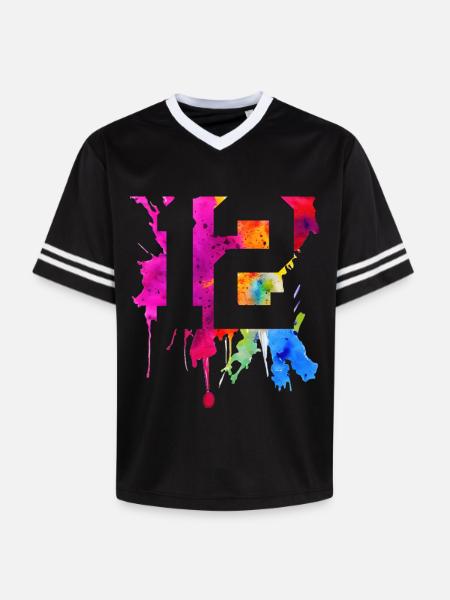 12 YEARS 12TH BIRTHDAY - Unisex Football Style Mesh T-Shirt - black/white