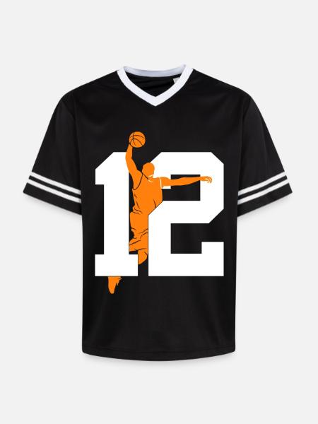 NUMMER 12 BASKETBAL 12E VERJAARDAG - Unisex voetbal-T-shirt van mesh - zwart/wit