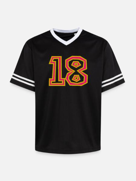 18 - Unisex Football Style Mesh T-Shirt - Schwarz/Weiß