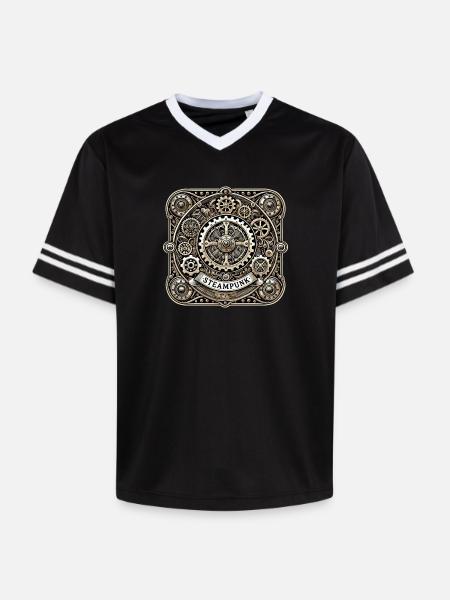 Steampunk Logo - Unisex Football Style Mesh T-Shirt - black/white
