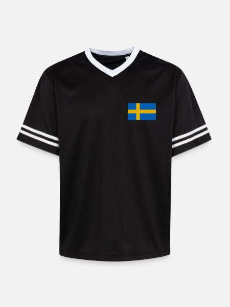 Schweden Flagge - Unisex Football Style Mesh T-Shirt - Schwarz/Weiß