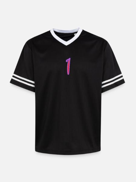 1 - Unisex Football Style Mesh T-Shirt - black/white