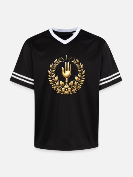Gourmet Fork Logo - Unisex Football Style Mesh T-Shirt - black/white