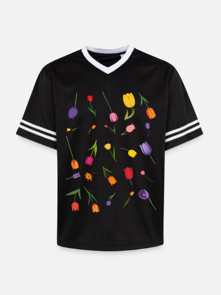 Fleur - T-shirt de foot unisexe en mesh - noir/blanc