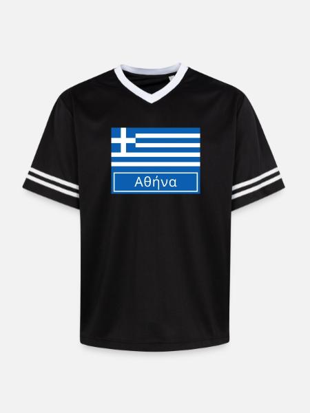 Athens Written in Greek - Unisex Football Style Mesh T-Shirt - black/white