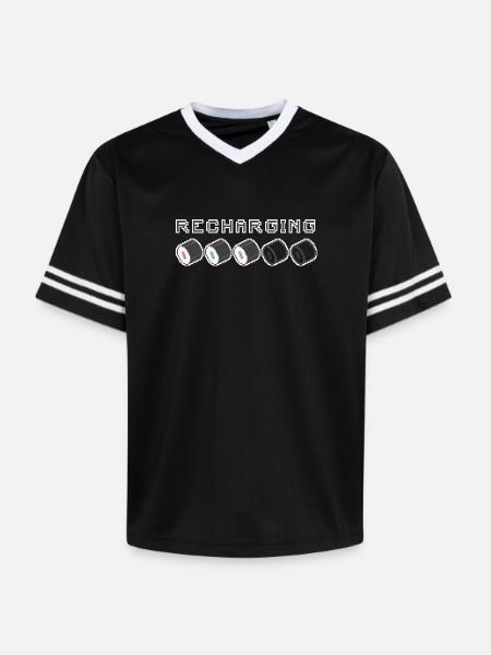 Recharging Pixel Sushi - Unisex Football Style Mesh T-Shirt - black/white