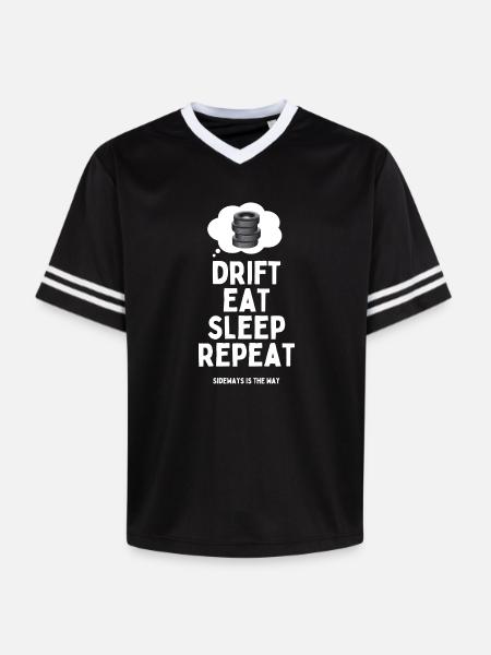 Drift Eat Sleep Repeat - Unisex Football Style Mesh T-Shirt - black/white