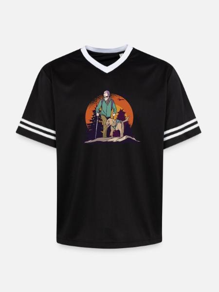 Walking with the dog - Unisex Football Style Mesh T-Shirt - black/white