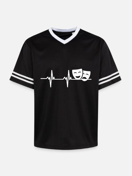 Drama Masks Theatre Heart palpitations - Unisex Football Style Mesh T-Shirt - black/white