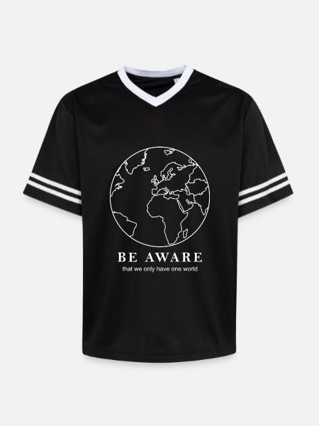 World map outline - Unisex Football Style Mesh T-Shirt - black/white